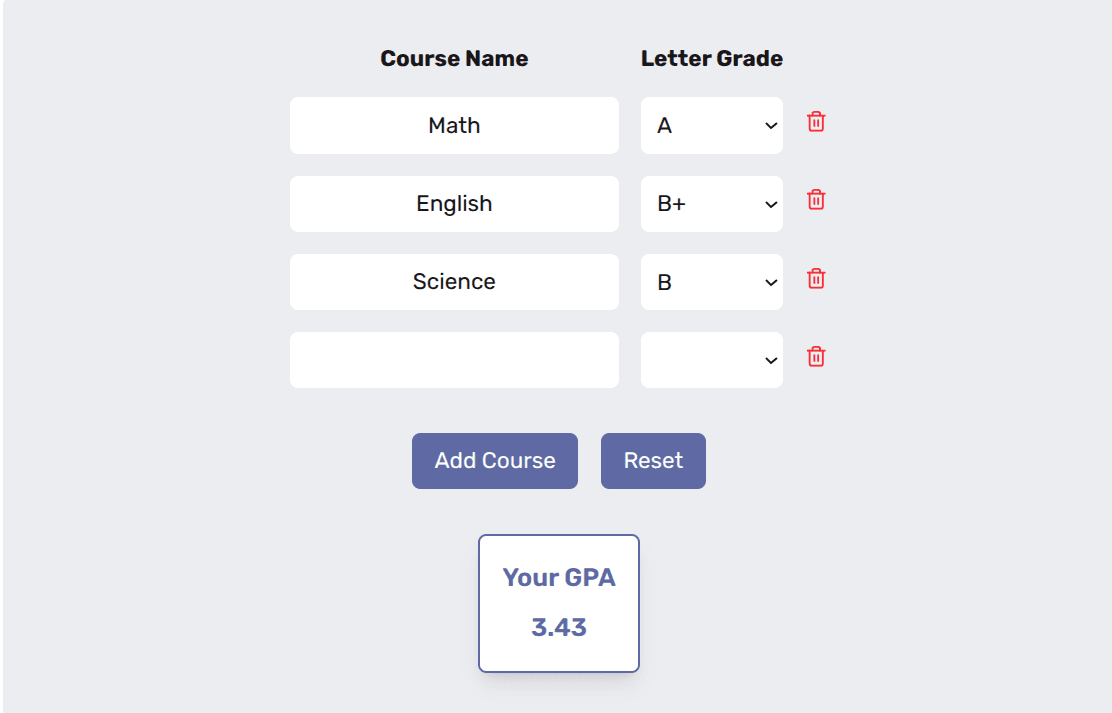 Junior High School GPA Calculator